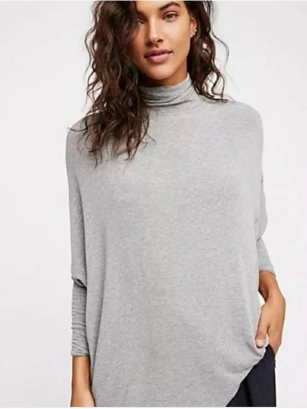 We the Free by Free People Lightweight Grey Mock Neck Tunic